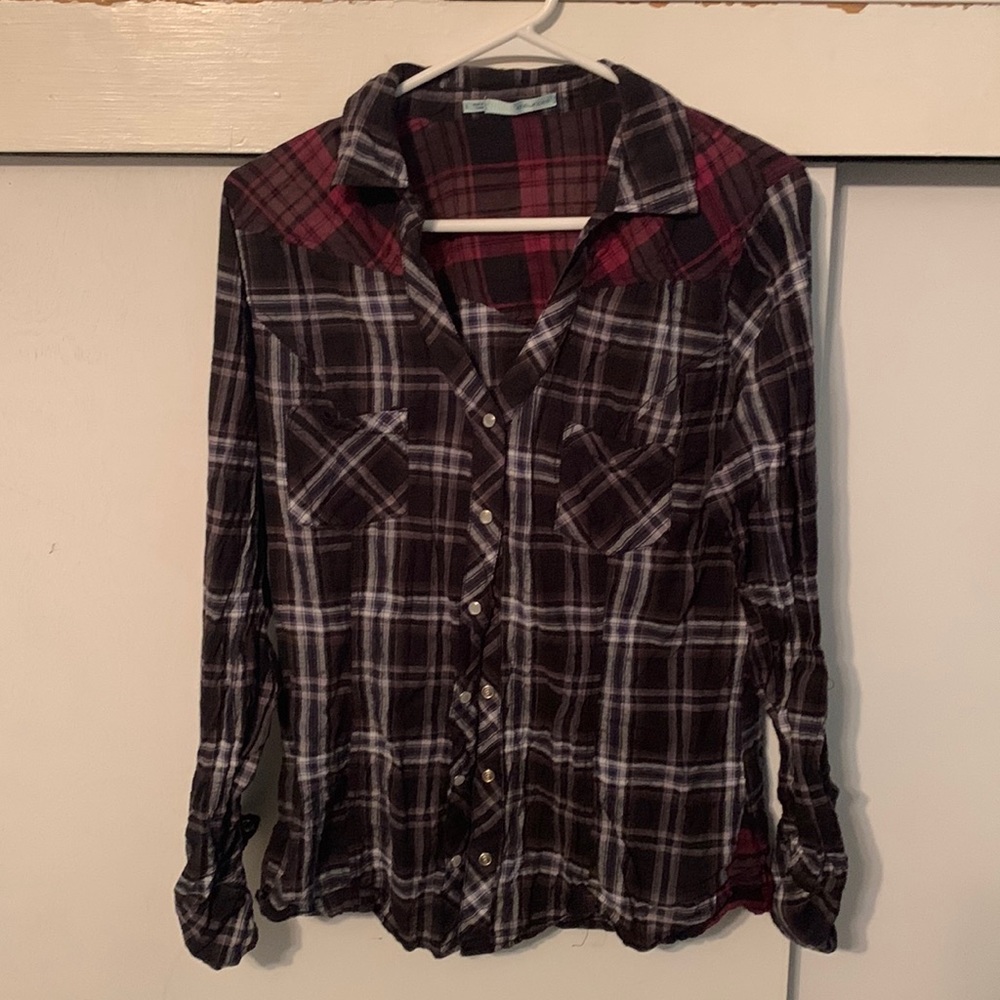 Pearl-snap Plaid Button Up